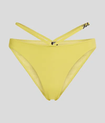 Karl Lagerfeld Karl Signature V-shaped Bikini Bottoms In Yellow