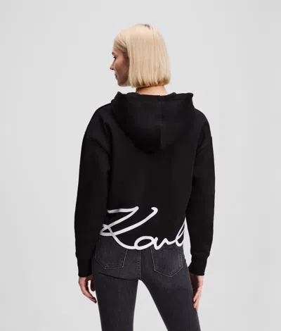 Karl Lagerfeld Karl Signature Zip-up Hoodie In Black
