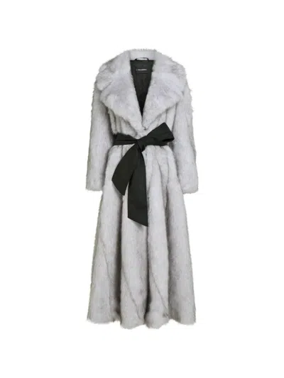 Karl Lagerfeld Karl Studio Long Faux Fur Coat In Gray