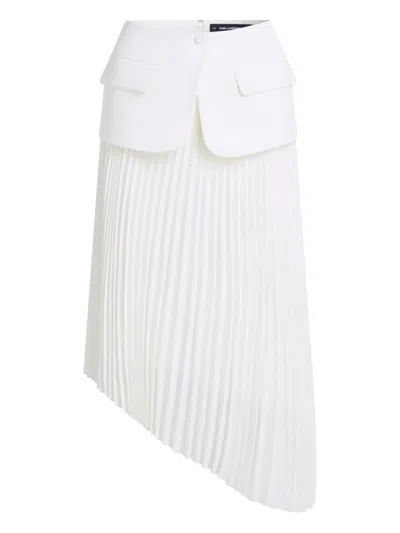 Karl Lagerfeld Karl Studio Pleated Panelled Skirt In White