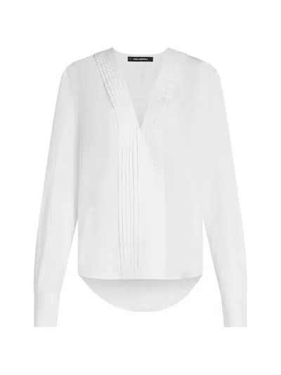 Karl Lagerfeld Karl Studios V-neck Blouse In White