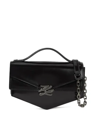 Karl Lagerfeld Karl Studios Small Autograph Leather Tote Bag In Black