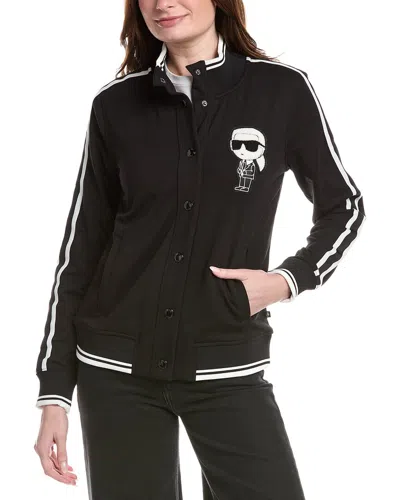 Karl Lagerfeld Karl Zip-up Knit Jacket In Black