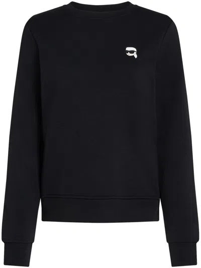 Karl Lagerfeld Ikonik 2.0 Logo-patch Sweatshirt In Black