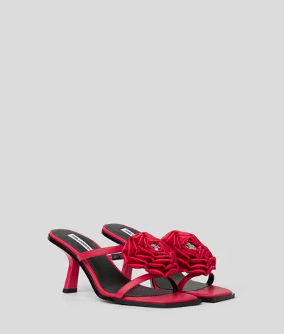 Karl Lagerfeld Karmel Floral Heeled Sandals In Red