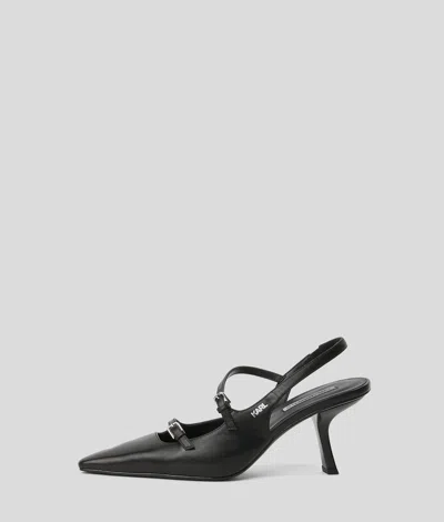 Karl Lagerfeld Karmel Strap Slingbacks In Black