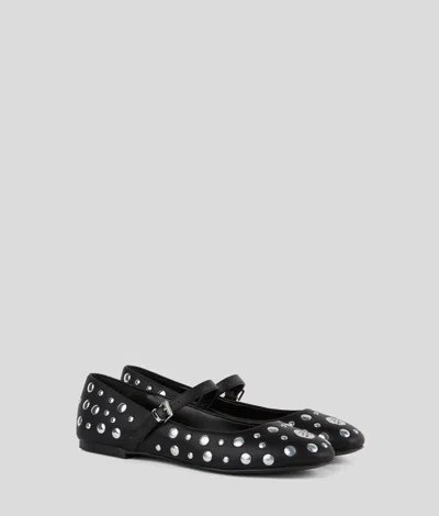 KARL LAGERFELD KARO MIRROR STUDS BALLET FLATS
