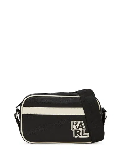 Karl Lagerfeld K/athleisure Contrasting-panel Messenger Bag In Black