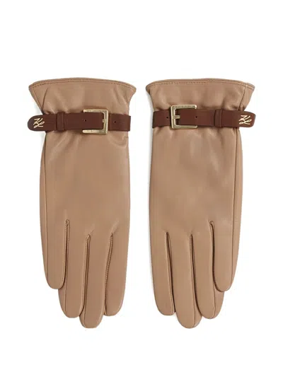 Karl Lagerfeld K/autograph Belt Gloves In Brown
