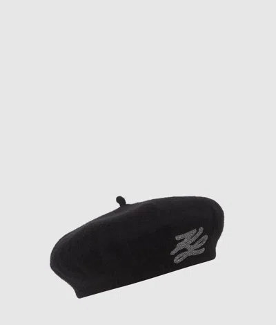 Karl Lagerfeld K/autograph Beret In Black