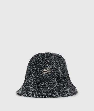 Karl Lagerfeld K/autograph Bouclé Bucket Hat In Purple