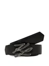 Karl Lagerfeld K/autograph Enamel Belt In Black