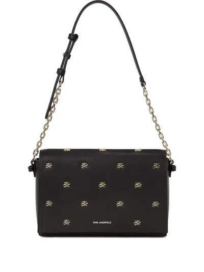 Karl Lagerfeld K/autograph Logo Chain Shoulder Bag In Black