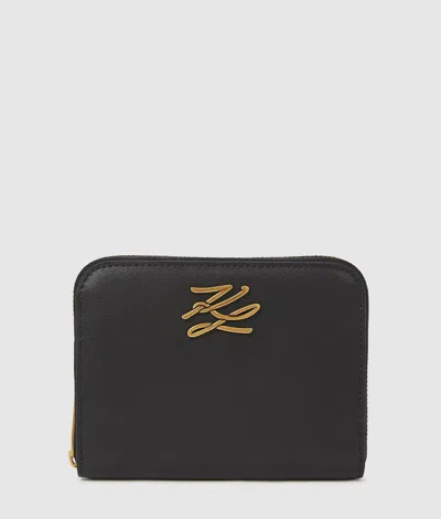 Karl Lagerfeld K/autograph Medium Zip Wallet In Black