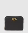 Karl Lagerfeld Medium K/autograph Zip Wallet In Gift Box In Black
