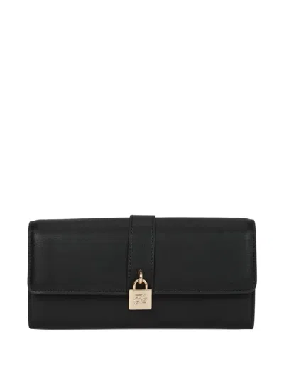 Karl Lagerfeld K/autograph Padlock Leather Wallet In Black