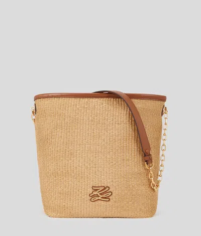 Karl Lagerfeld K/autograph Raffia Medium Bucket Bag