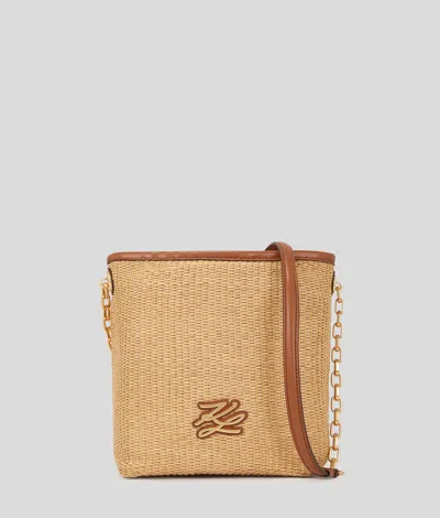 Karl Lagerfeld K/autograph Raffia Small Bucket Bag In Brown