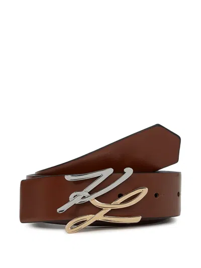 Karl Lagerfeld K/autograph Reversible Belt In Brown
