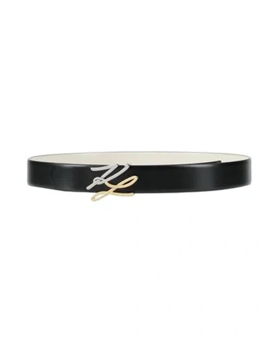 Karl Lagerfeld K/autograph Reversible Belt Woman Belt Black Size 34 Cow Leather In Orange