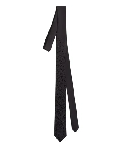Karl Lagerfeld K/autograph Rhinestone Tie In Black