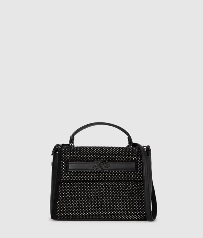 Karl Lagerfeld K/autograph Rhinestone Top Handle Bag In Black