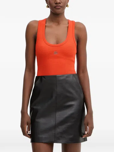 Karl Lagerfeld K/autograph Ribbed Tank Top In Orange