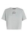 Karl Lagerfeld K/autograph Sequin-embellished T-shirt In Gray