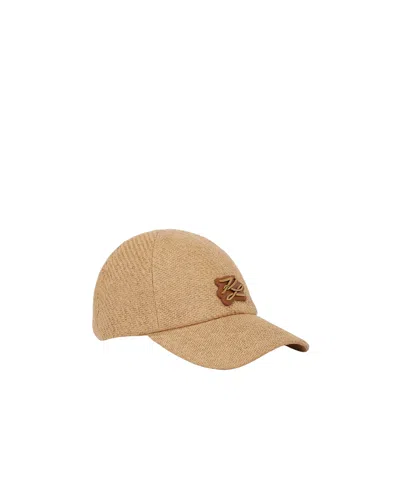 Karl Lagerfeld K/autograph Straw Cap In Natural Color