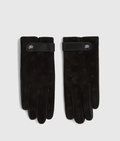 Karl Lagerfeld K/autograph Suede Gloves In Black