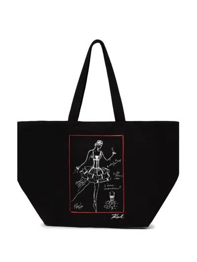 Karl Lagerfeld K/ballet Sketch-print Tote Bag In Black