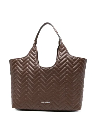 Karl Lagerfeld K/brick Quilted Tote Bag In Brown