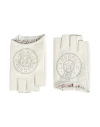 Karl Lagerfeld K/circle Fingerless Glove Perf Woman Gloves Cream Size L Goat Skin In White