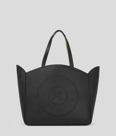 Karl Lagerfeld K/circle Grosse Tote-bag Mit Lochmuster In Black
