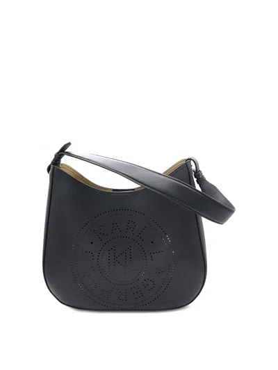 Karl Lagerfeld K/circle Hobo Bag Perforated In Black