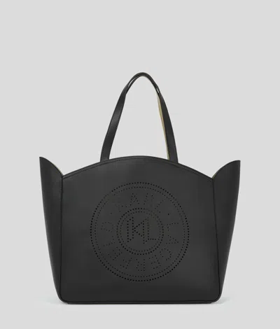 Karl Lagerfeld K/circle Perforated-logo Tote Bag In Black