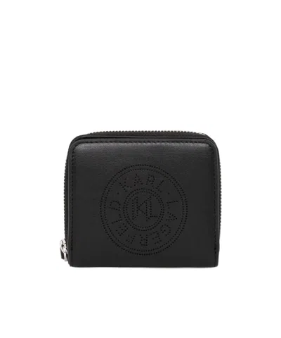 Karl Lagerfeld K/circle Leather Bi-fold Wallet In Black