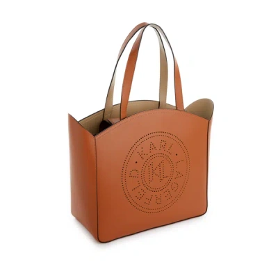 Karl Lagerfeld K/circle Leather Tote Bag In Brown