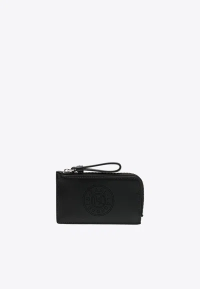 Karl Lagerfeld K/circle Leather Zip Cardholder In Black