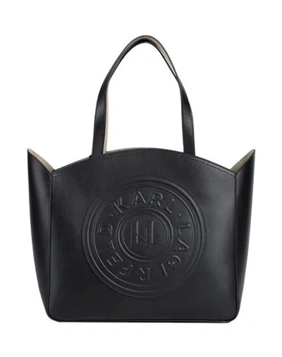 Karl Lagerfeld K/circle Lg Tote Patch Woman Handbag Black Size - Bovine Leather In Black