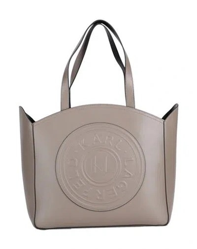 Karl Lagerfeld K/circle Lg Tote Patch Woman Handbag Khaki Size - Bovine Leather In Beige