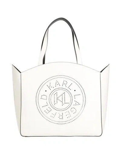Karl Lagerfeld K/circle Lg Tote Perforated Woman Handbag Off White Size - Cow Leather