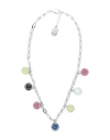 Karl Lagerfeld K/circle Logo Fun Charm Neckl Woman Necklace Silver Size - Brass, Enamel In Silver