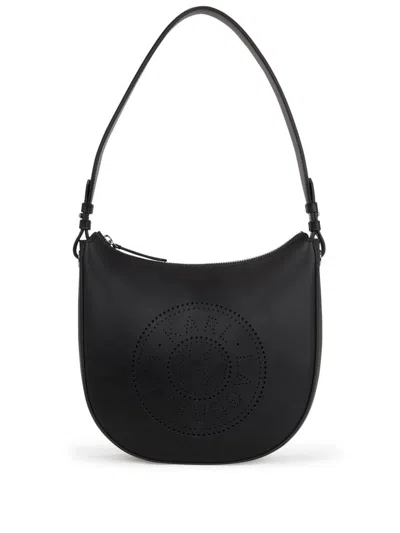 KARL LAGERFELD K/CIRCLE MOON PERFORATED-LOGO SHOULDER BAG