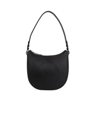 Karl Lagerfeld K/circle Moon Perforated Shoulder Bag In Black