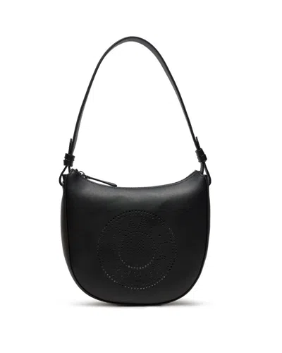 Karl Lagerfeld K/circle Moon Perforated-logo Shoulder Bag In Black