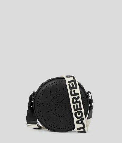 Karl Lagerfeld K/circle Runde Umhängetasche Mit Geprägtem Logo In Black