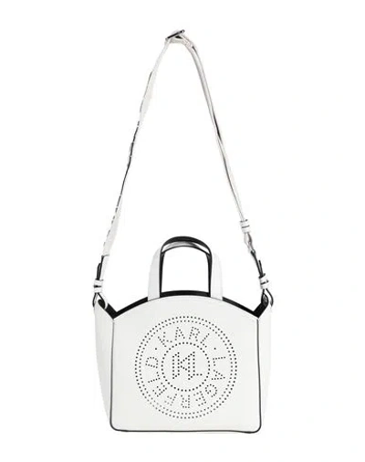 Karl Lagerfeld K/circle Sm Tote Perforated Woman Handbag Off White Size - Cow Leather
