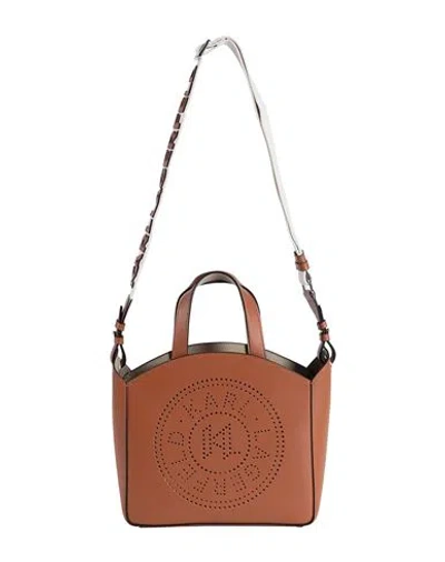 Karl Lagerfeld K/circle Sm Tote Perforated Woman Handbag Tan Size - Cow Leather In Brown