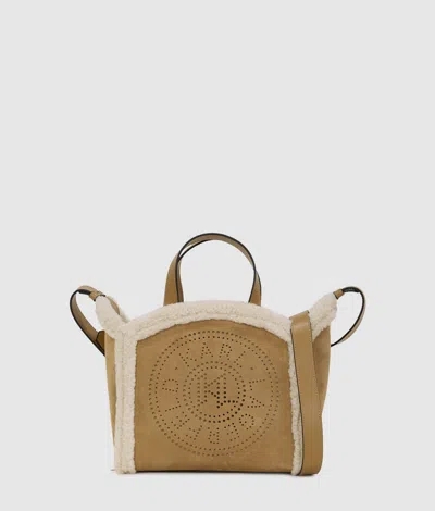 Karl Lagerfeld K/circle Small Shearling Tote Bag In Brown